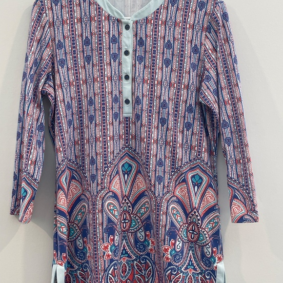 00008 J. McLaughlin Catalina Cloth Tunic Medium Paisley 3/4 Sleeve - Picture 2 of 13